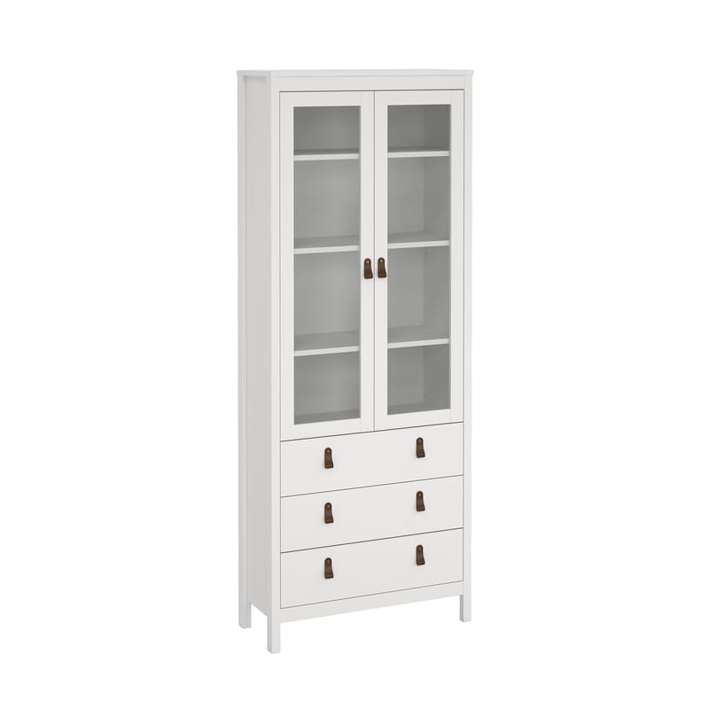 Vitrineskap Madrid med 2 glassdører 3 skuffer 78x199 cm - Oppbevaring - Skap - Vitrineskap