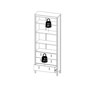 Vitrineskap Madrid med 2 glassdører 3 skuffer 78x199 cm - Oppbevaring - Skap - Vitrineskap