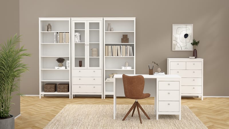 Vitrineskap Madrid med 2 glassdører 3 skuffer 78x199 cm - Oppbevaring - Skap - Vitrineskap