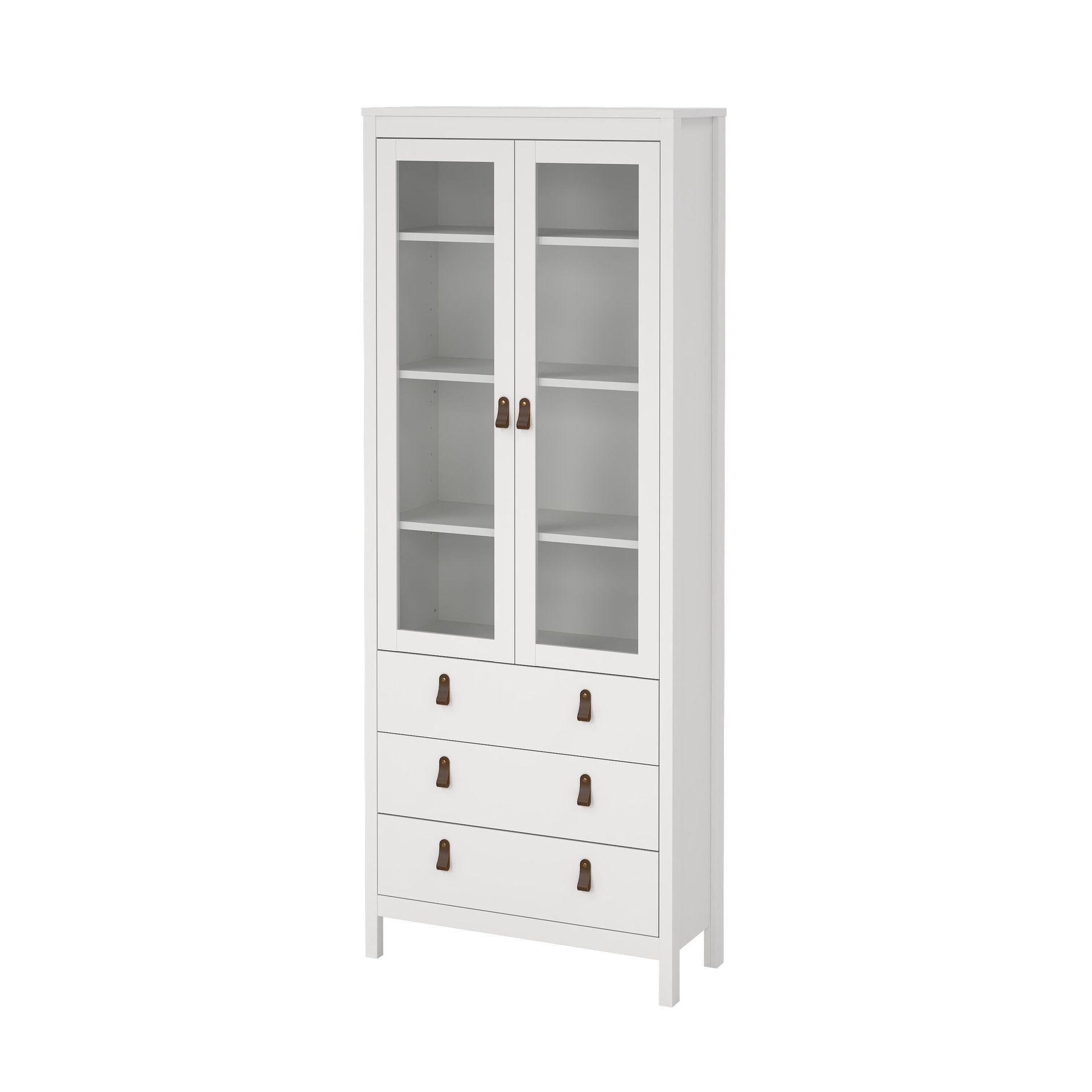 Vitrineskap Madrid med 2 glassdører 3 skuffer 78x199 cm -