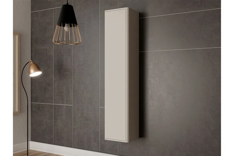 Zalricus Vitrinskåp 36x164 cm - Beige - Oppbevaring - Skap - Vitrineskap