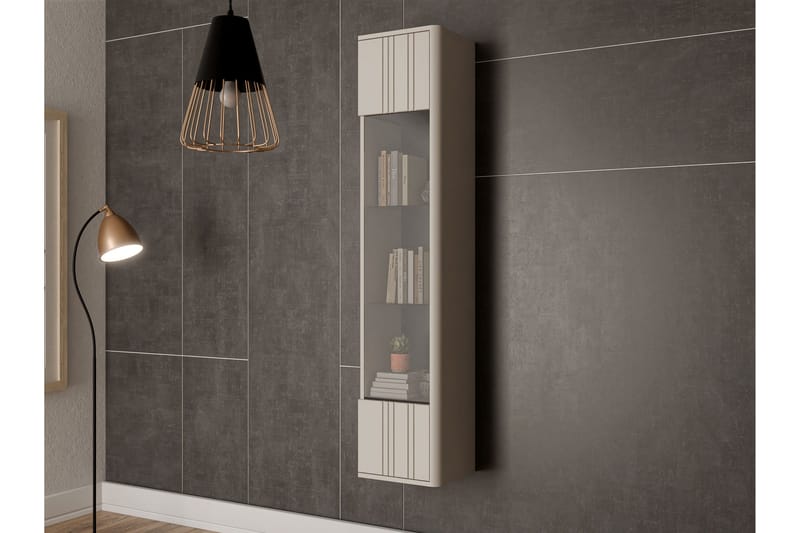 Zalricus Vitrinskåp 36x164 cm - Beige - Oppbevaring - Skap - Vitrineskap