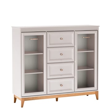 Zeylor Vitrineskap 142 cm i Tre med Oppbevaring og Glassdør - Offwhite - Oppbevaring - Skap - Vitrineskap