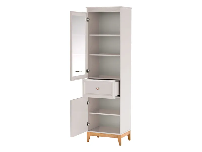 Zeylor Vitrineskap 55 cm i Tre og Glass med Oppbevaring - Offwhite - Oppbevaring - Skap - Vitrineskap