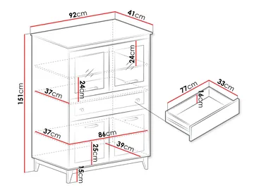 Zeylor Vitrineskap 92 cm i Tre og Glass med Oppbevaring - Offwhite - Oppbevaring - Skap - Vitrineskap
