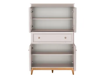 Zeylor Vitrineskap 92 cm i Tre og Glass med Oppbevaring - Offwhite - Oppbevaring - Skap - Vitrineskap