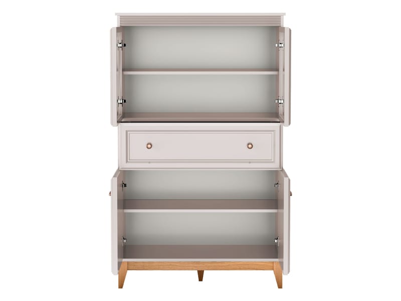 Zeylor Vitrineskap 92 cm i Tre og Glass med Oppbevaring - Offwhite - Oppbevaring - Skap - Vitrineskap