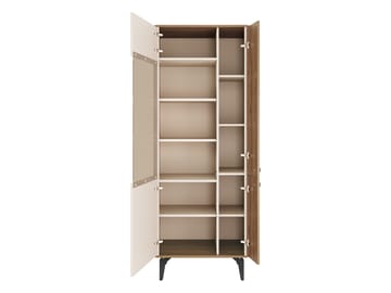 Zeyrin Vitrineskap 74x190 cm - Brun|beige|svart - Oppbevaring - Skap - Vitrineskap