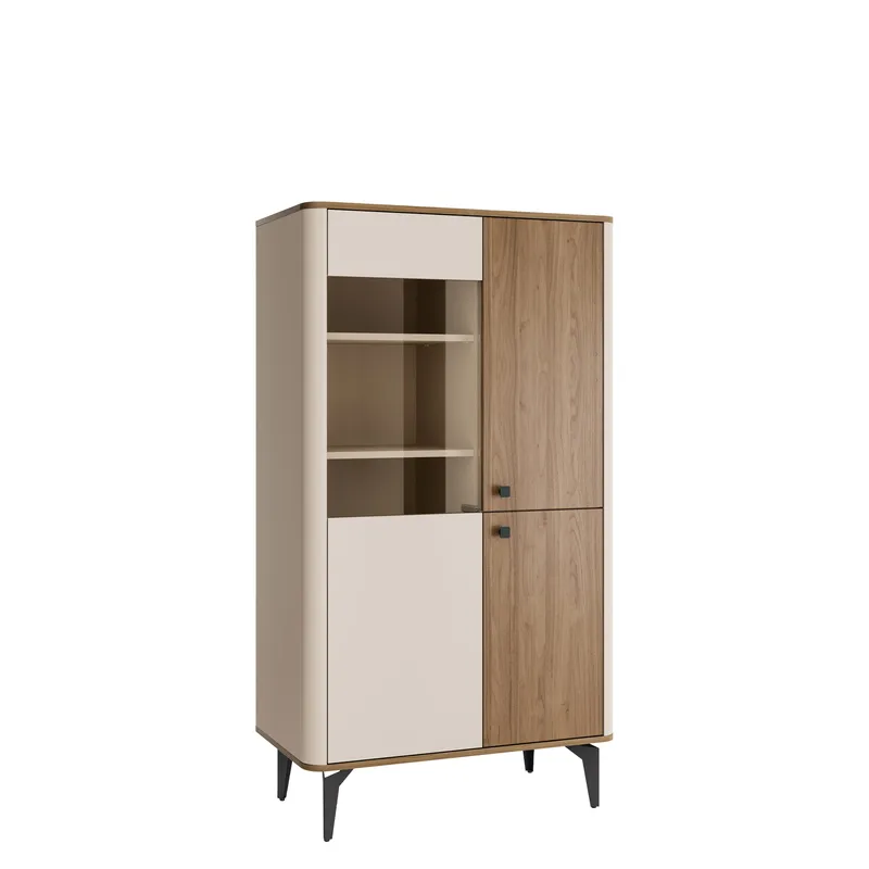 Zeyrin Vitrineskap 89x156 cm, Brun|beige|svart