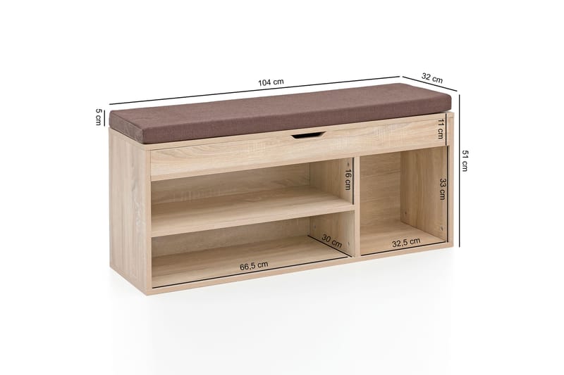 Anielle Skohylle 104x32 cm - Brun - Oppbevaring - Skooppbevaring