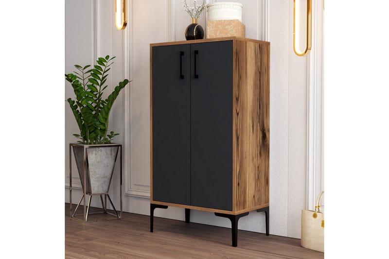 Babice Skoskap 35x60 cm - Valnøtt/Antrasitt - Oppbevaring - Skooppbevaring - Skoskap