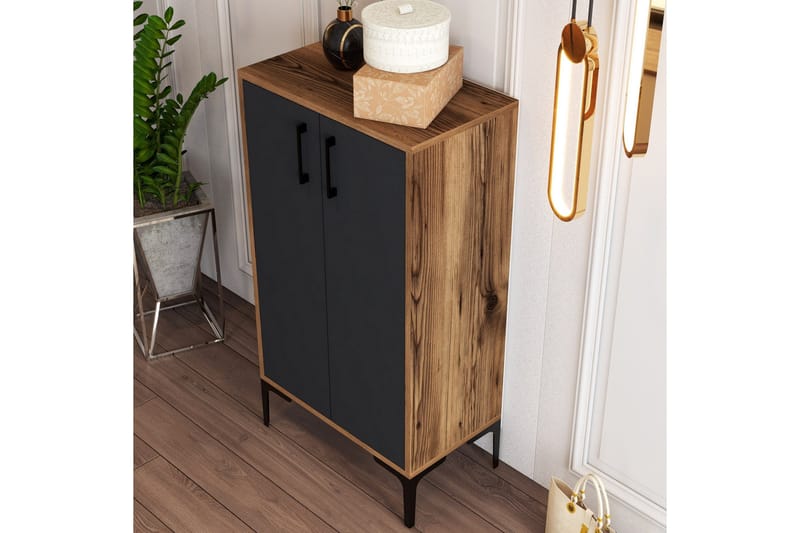 Babice Skoskap 35x60 cm - Valnøtt/Antrasitt - Oppbevaring - Skooppbevaring - Skoskap