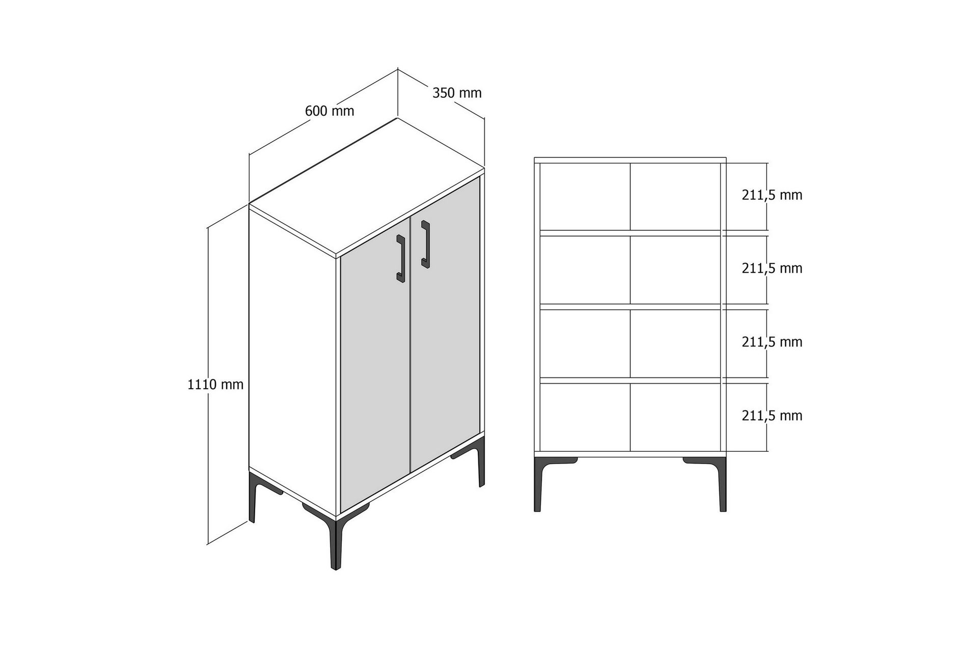 Babice Skoskap 35x60 cm - Valnøtt/Antrasitt - Oppbevaring - Skooppbevaring - Skoskap