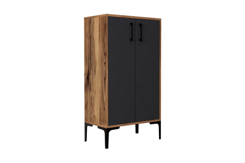 Babice Skoskap 35x60 cm - Valnøtt/Antrasitt - Oppbevaring - Skooppbevaring - Skoskap