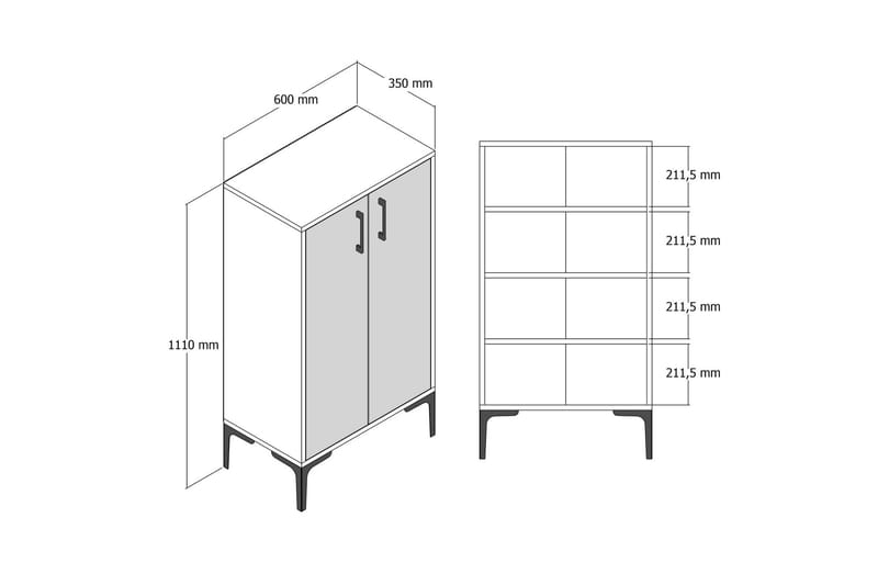 Babice Skoskap 35x60 cm - Valnøtt/Hvit - Skoskap - Gangoppbevaring - Skooppbevaring