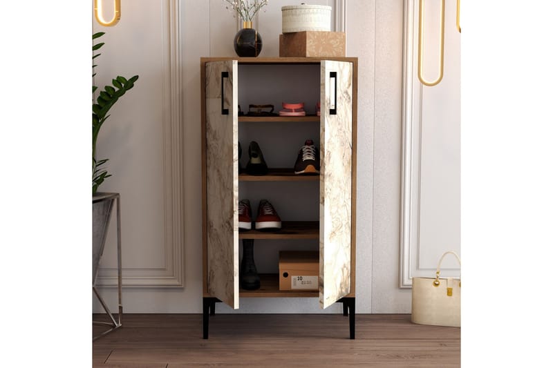 Babice Skoskap 35x60 cm - Valnøtt/Hvit - Oppbevaring - Skooppbevaring - Skoskap