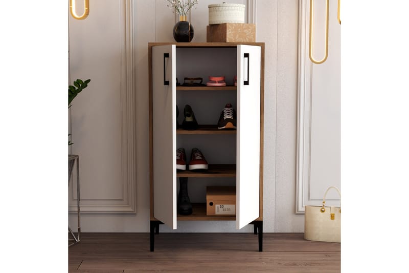 Babice Skoskap 35x60 cm - Valnøtt/Hvit - Oppbevaring - Skooppbevaring - Skoskap