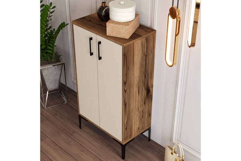 Babice Skoskap 35x60 cm - Valnøtt/KremHvit - Oppbevaring - Skooppbevaring - Skoskap