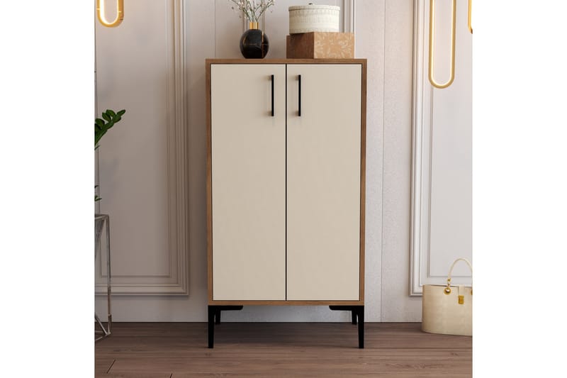 Babice Skoskap 35x60 cm - Valnøtt/KremHvit - Oppbevaring - Skooppbevaring - Skoskap