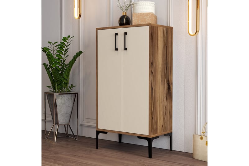Babice Skoskap 35x60 cm - Valnøtt/KremHvit - Oppbevaring - Skooppbevaring - Skoskap