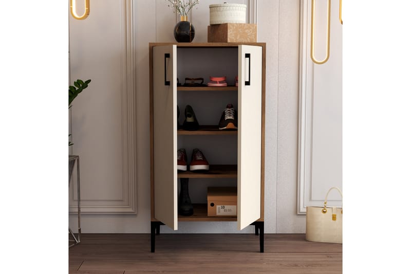Babice Skoskap 35x60 cm - Valnøtt/KremHvit - Oppbevaring - Skooppbevaring - Skoskap