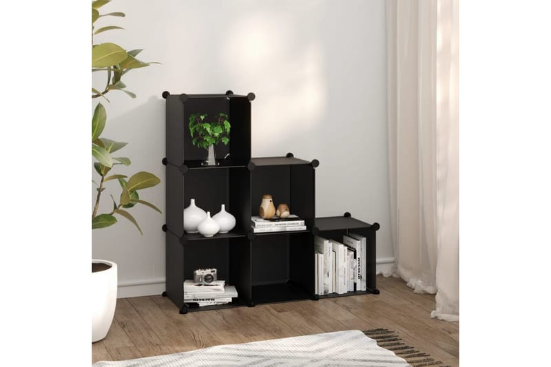 beBasic Oppbevaringshylle med 6 kuber svart PP - Svart - Oppbevaring - Skooppbevaring