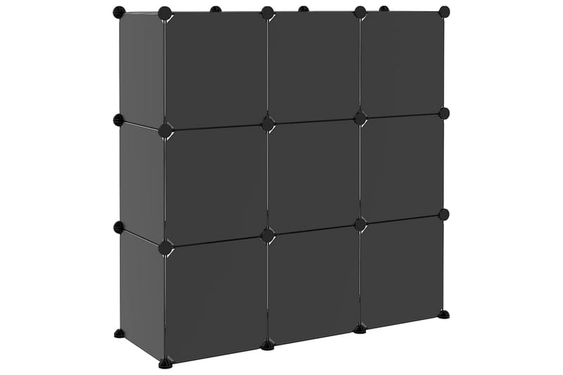 beBasic Oppbevaringshylle med 9 kuber og dører svart PP - Svart - Gangoppbevaring - Skooppbevaring - Skohylle & skostativ