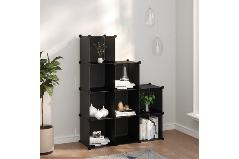 beBasic Oppbevaringshylle med 9 kuber svart PP - Svart - Oppbevaring - Skooppbevaring