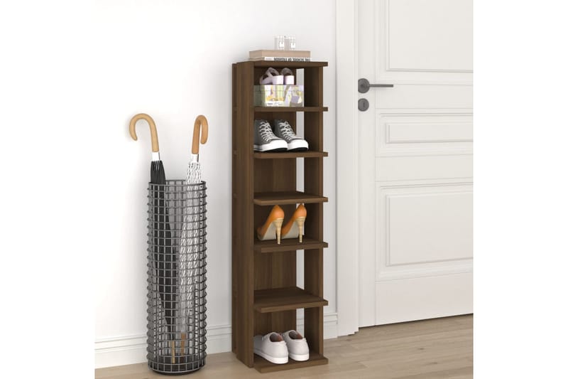 beBasic Skohylle brun eik 25x27x102 cm konstruert tre - Brun - Oppbevaring - Skooppbevaring