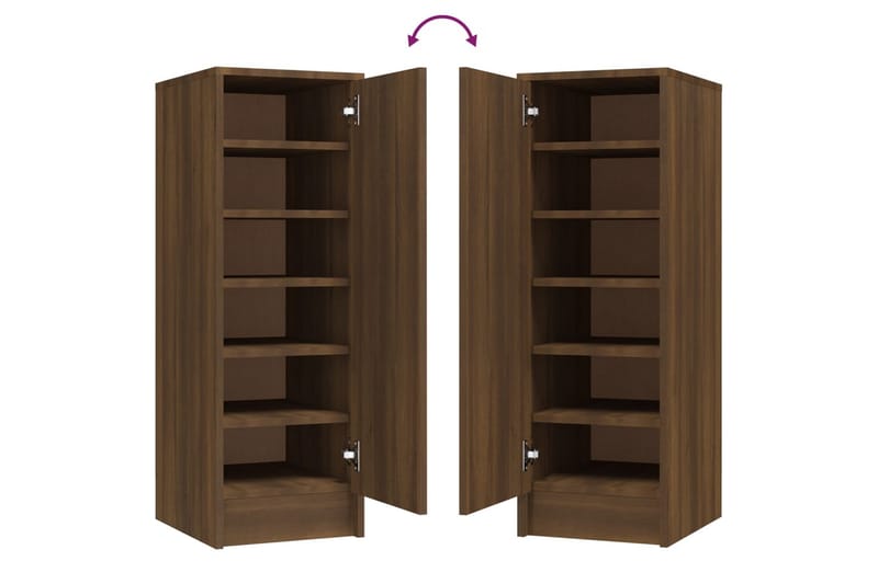 beBasic Skohylle brun eik 32x35x92 cm konstruert tre - Brun - Oppbevaring - Skooppbevaring