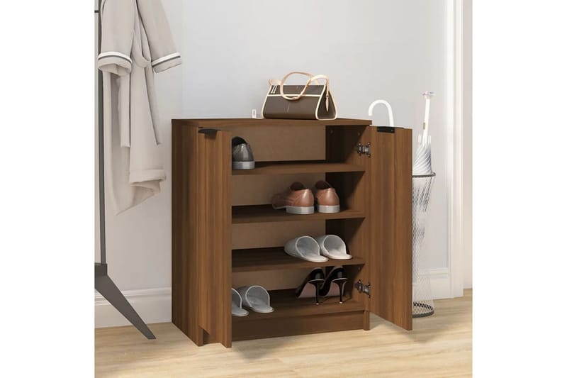 beBasic Skohylle brun eik 59x35x70 cm konstruert tre - Brun - Oppbevaring - Skooppbevaring