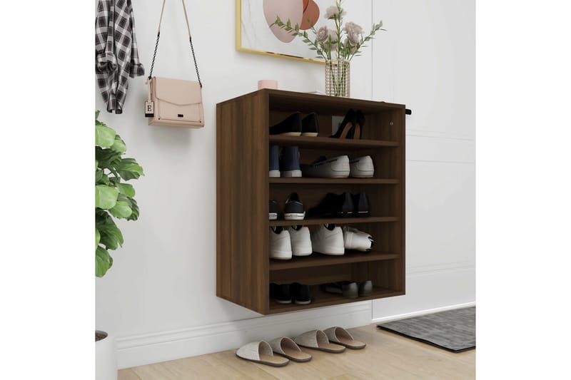beBasic Skohylle brun eik 60x35x70 cm konstruert tre - Brun - Oppbevaring - Skooppbevaring