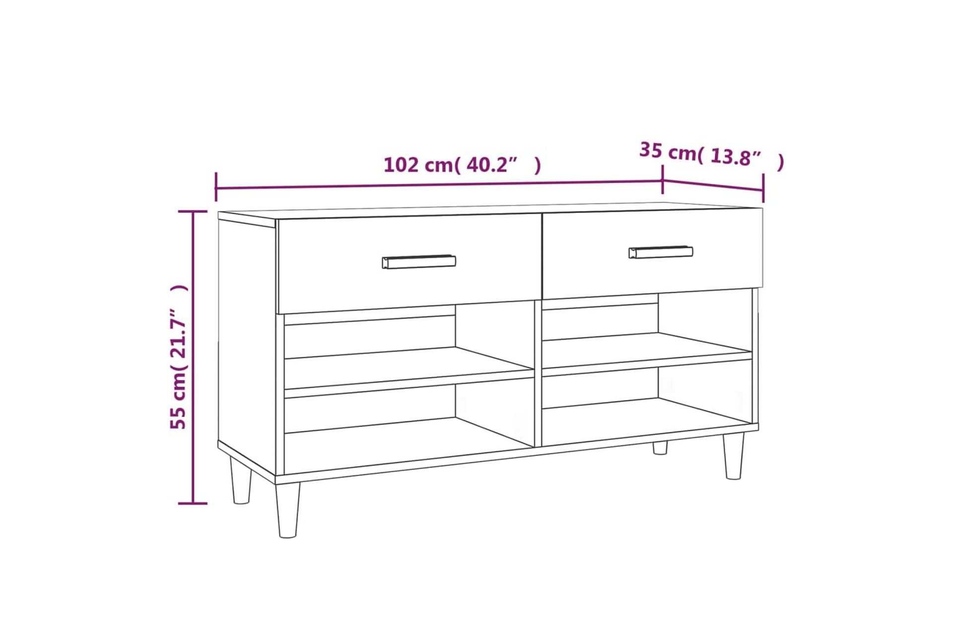 beBasic Skohylle grå sonoma 102x35x55 cm konstruert tre - GrÃ¥ - Oppbevaring - Skooppbevaring