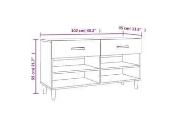 beBasic Skohylle grå sonoma 102x35x55 cm konstruert tre - GrÃ¥ - Oppbevaring - Skooppbevaring