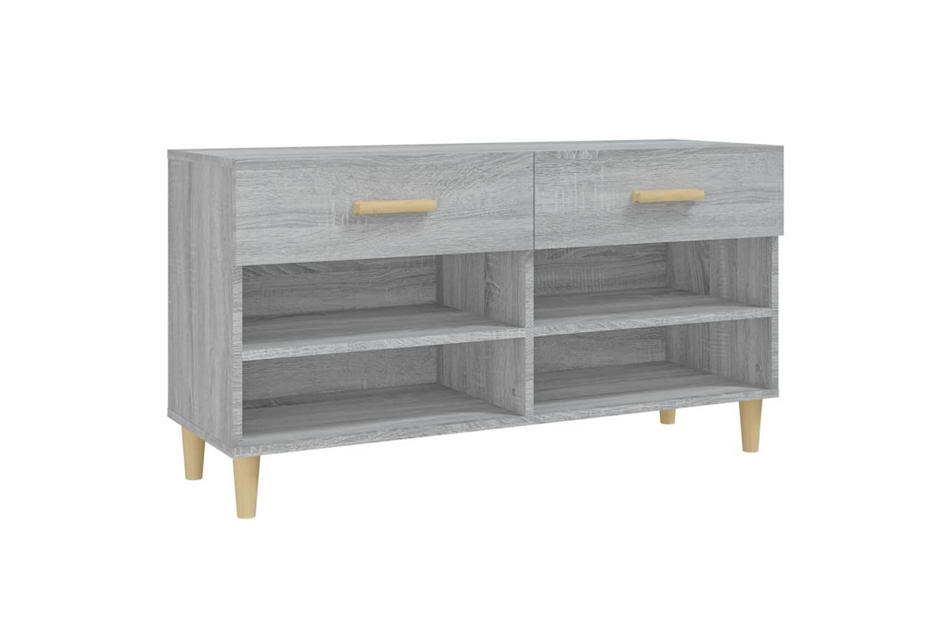 beBasic Skohylle grå sonoma 102x35x55 cm konstruert tre - GrÃ¥ - Oppbevaring - Skooppbevaring