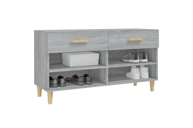 beBasic Skohylle grå sonoma 102x35x55 cm konstruert tre - GrÃ¥ - Oppbevaring - Skooppbevaring