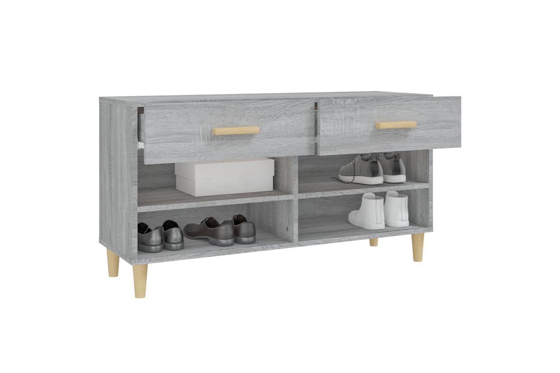 beBasic Skohylle grå sonoma 102x35x55 cm konstruert tre - GrÃ¥ - Oppbevaring - Skooppbevaring