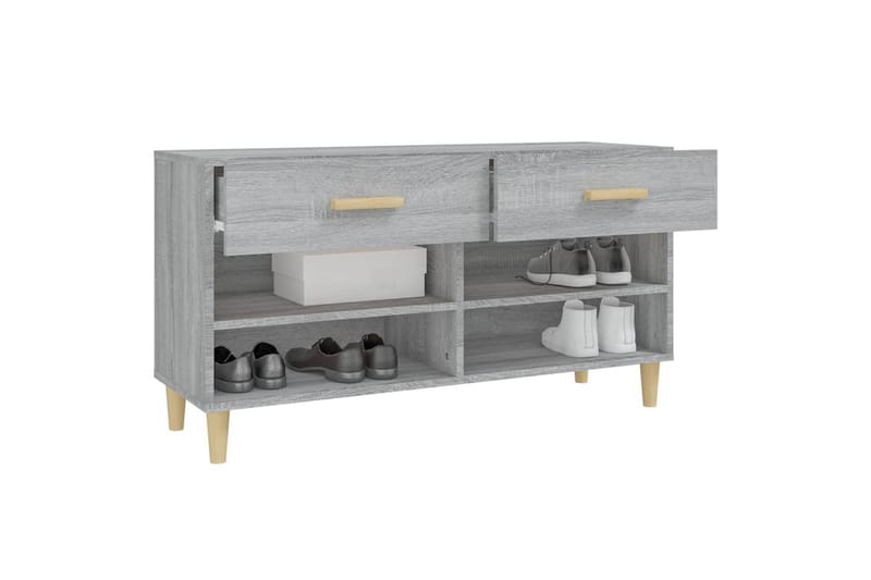 beBasic Skohylle grå sonoma 102x35x55 cm konstruert tre - GrÃ¥ - Oppbevaring - Skooppbevaring