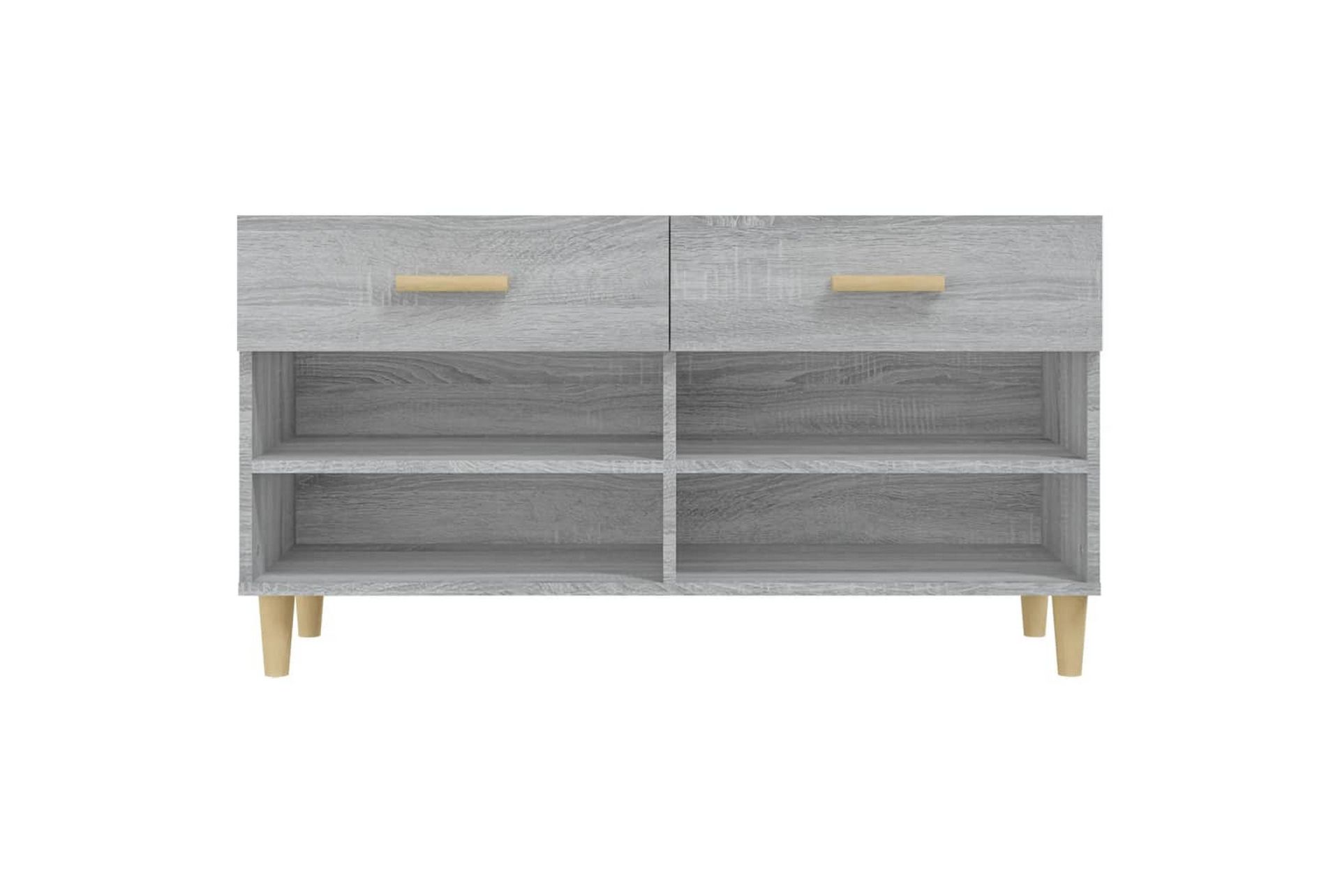 beBasic Skohylle grå sonoma 102x35x55 cm konstruert tre - GrÃ¥ - Oppbevaring - Skooppbevaring