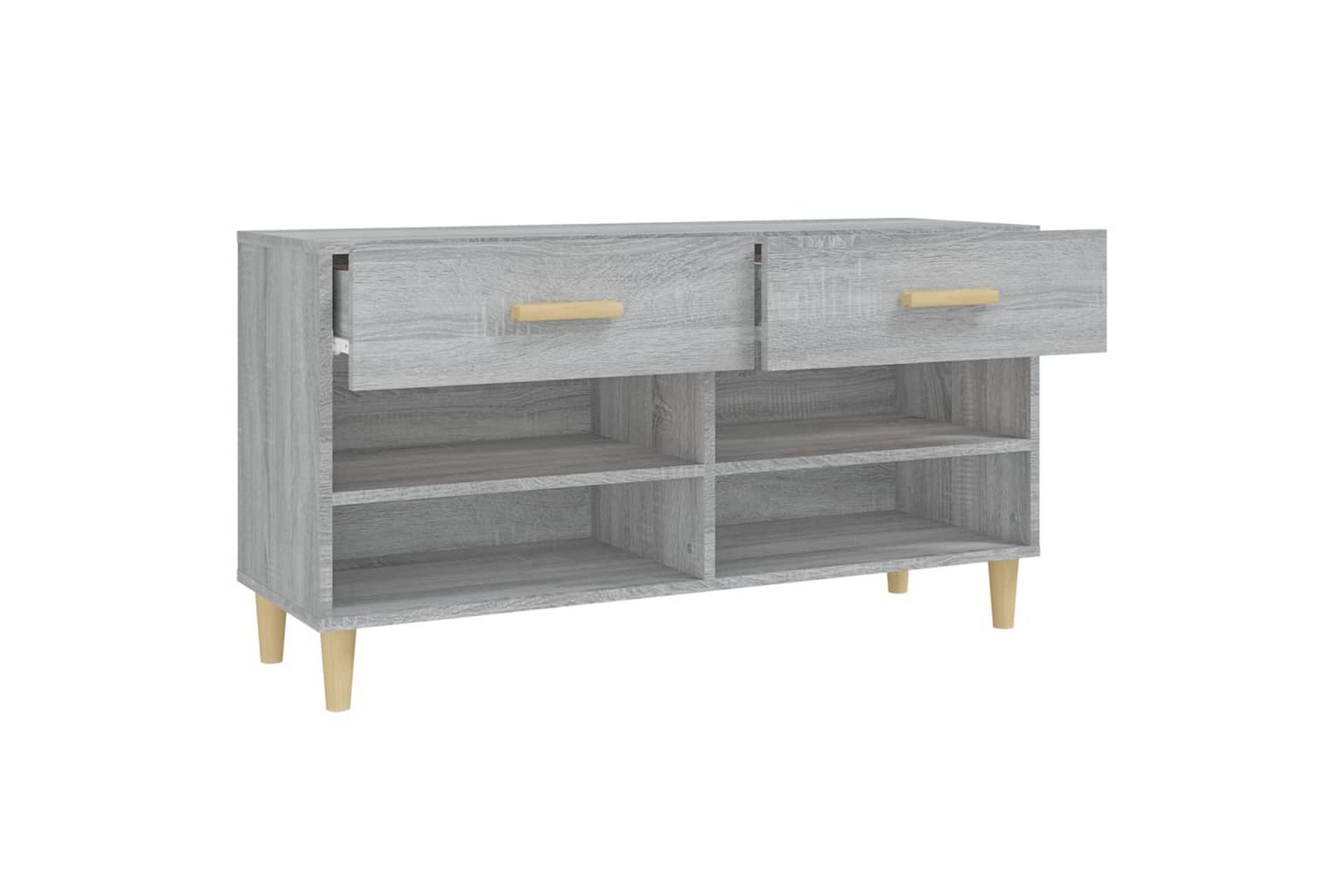 beBasic Skohylle grå sonoma 102x35x55 cm konstruert tre - GrÃ¥ - Oppbevaring - Skooppbevaring