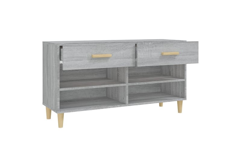beBasic Skohylle grå sonoma 102x35x55 cm konstruert tre - GrÃ¥ - Oppbevaring - Skooppbevaring