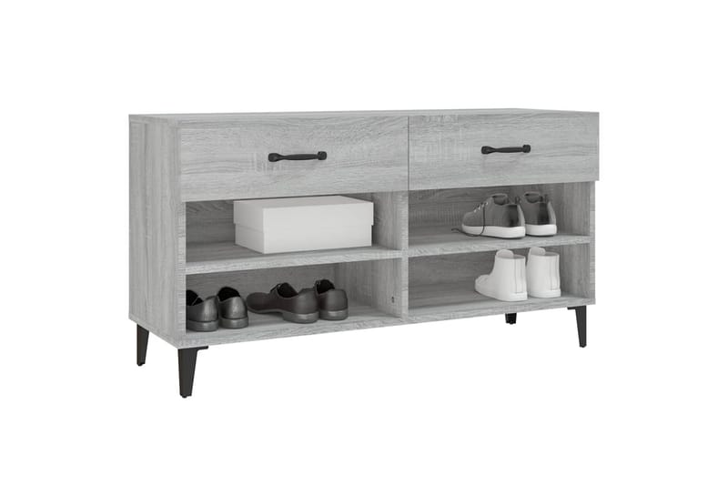 beBasic Skohylle grå sonoma 102x35x55 cm konstruert tre - GrÃ¥ - Gangoppbevaring - Skooppbevaring - Skohylle & skostativ