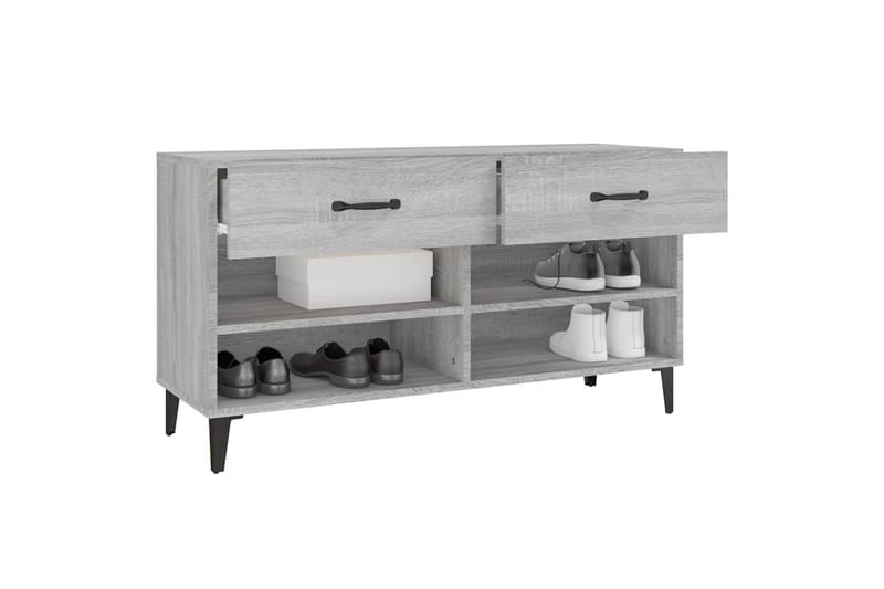 beBasic Skohylle grå sonoma 102x35x55 cm konstruert tre - GrÃ¥ - Oppbevaring - Skooppbevaring