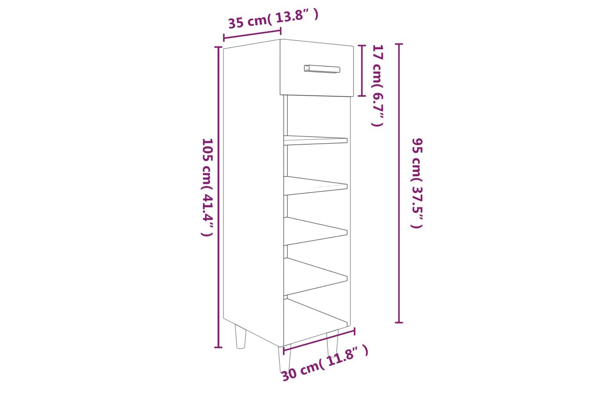 beBasic Skohylle grå sonoma 30x35x105 cm konstruert tre - GrÃ¥ - Oppbevaring - Skooppbevaring