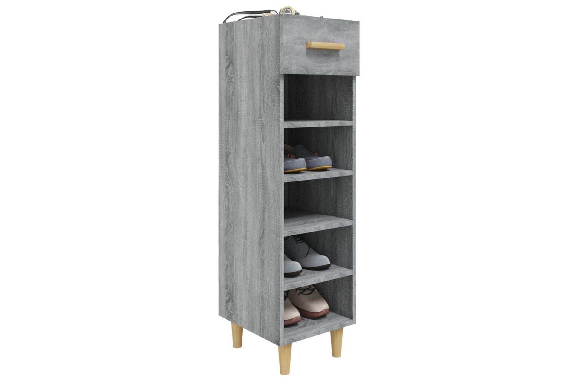 beBasic Skohylle grå sonoma 30x35x105 cm konstruert tre - GrÃ¥ - Oppbevaring - Skooppbevaring