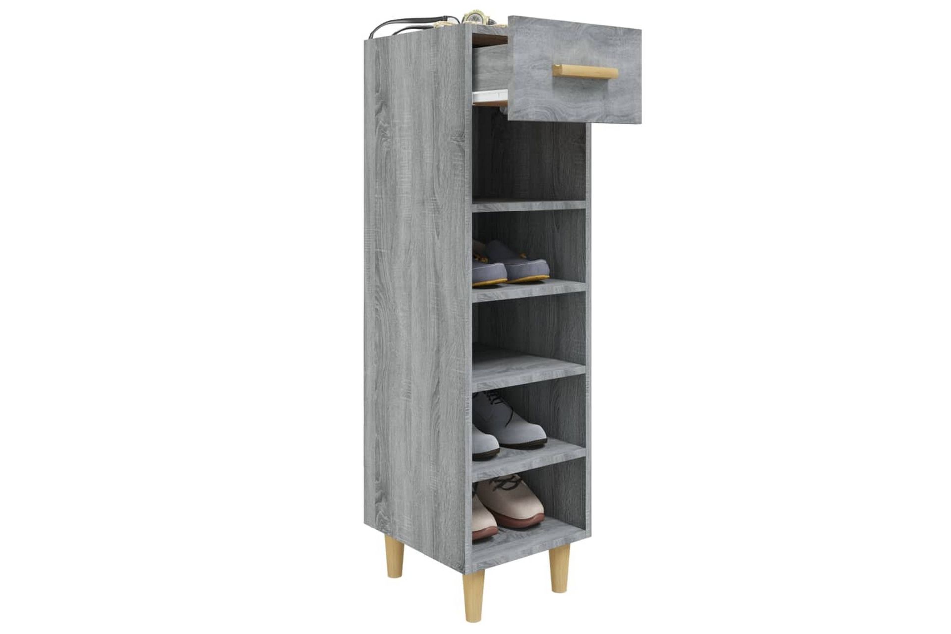 beBasic Skohylle grå sonoma 30x35x105 cm konstruert tre - GrÃ¥ - Oppbevaring - Skooppbevaring