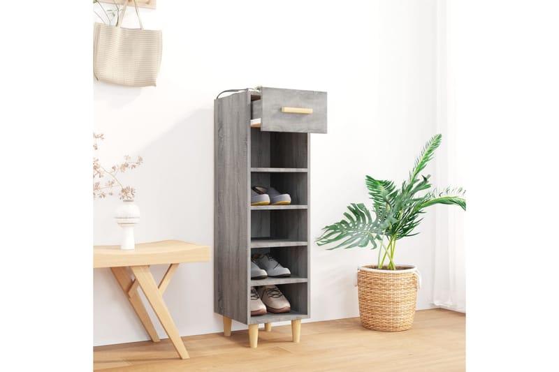 beBasic Skohylle grå sonoma 30x35x105 cm konstruert tre - GrÃ¥ - Oppbevaring - Skooppbevaring