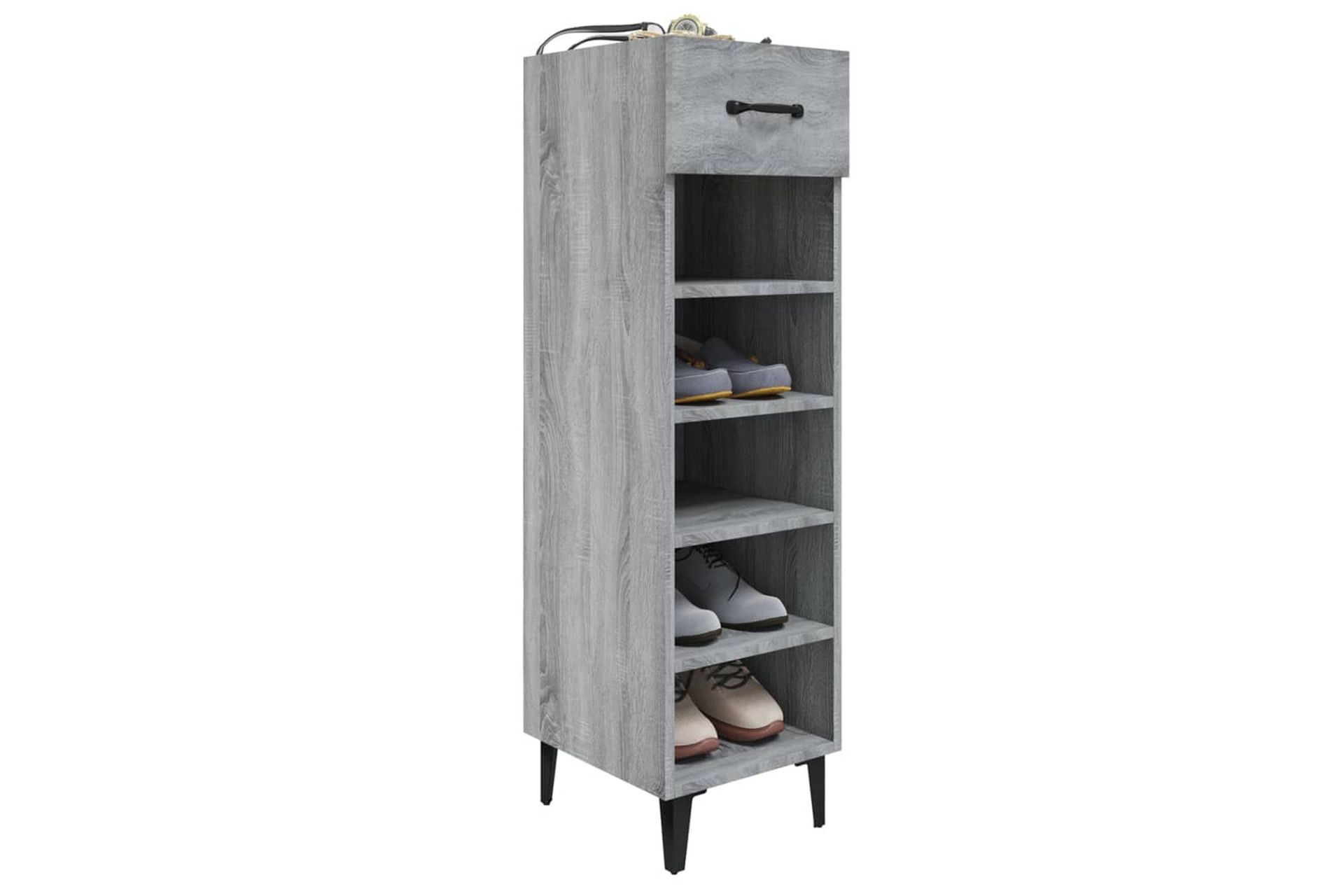 beBasic Skohylle grå sonoma 30x35x105 cm konstruert tre - GrÃ¥ - Oppbevaring - Skooppbevaring