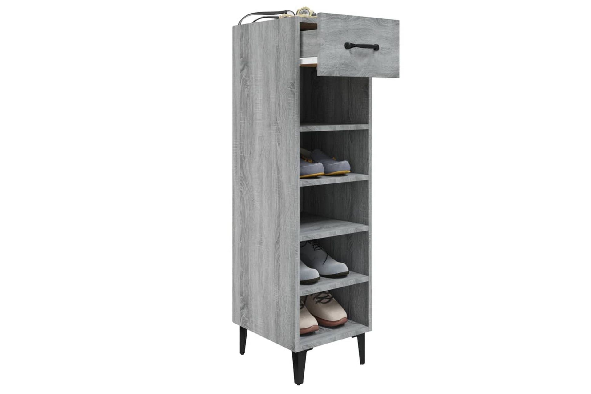beBasic Skohylle grå sonoma 30x35x105 cm konstruert tre - GrÃ¥ - Oppbevaring - Skooppbevaring