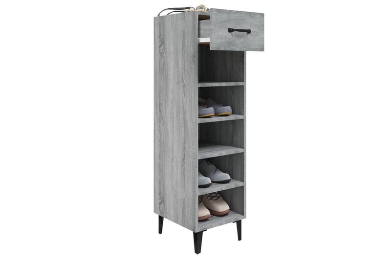 beBasic Skohylle grå sonoma 30x35x105 cm konstruert tre - GrÃ¥ - Oppbevaring - Skooppbevaring